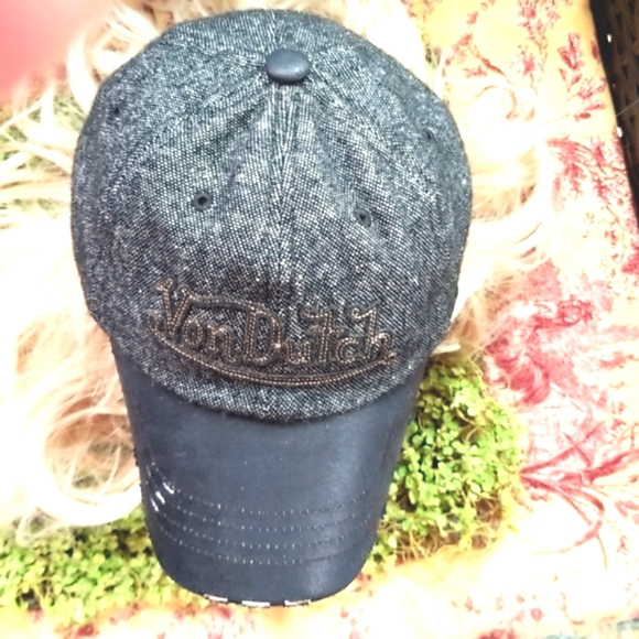 VON DUTCH Embroidery Black Wool Baseball Sporty Grey Vintage Round Bill  Hat NEW - Picture 3 of 13